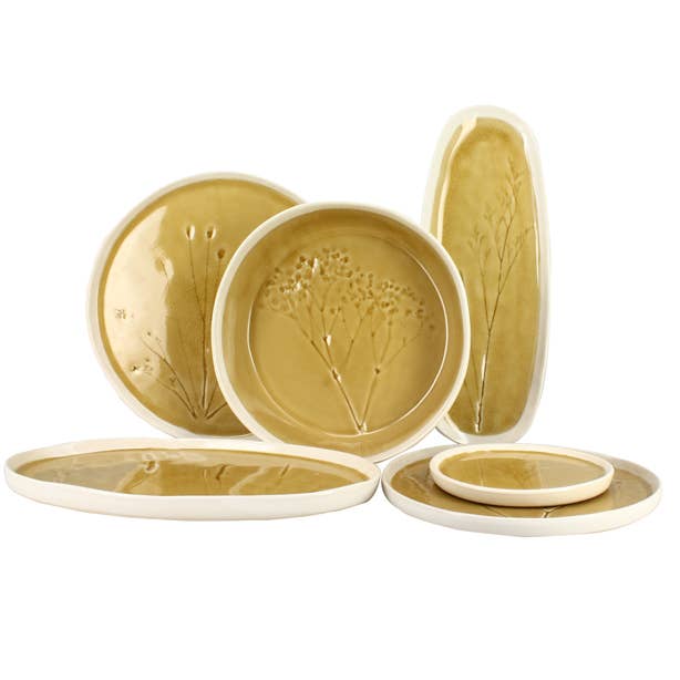 Assiette plate 26cm jaune en grès FLÉ