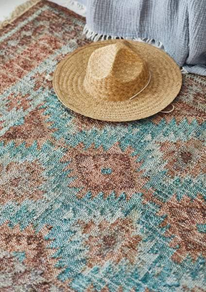 Tapis kilim en jute Cancun | 90 × 120 cm | Bohème chic