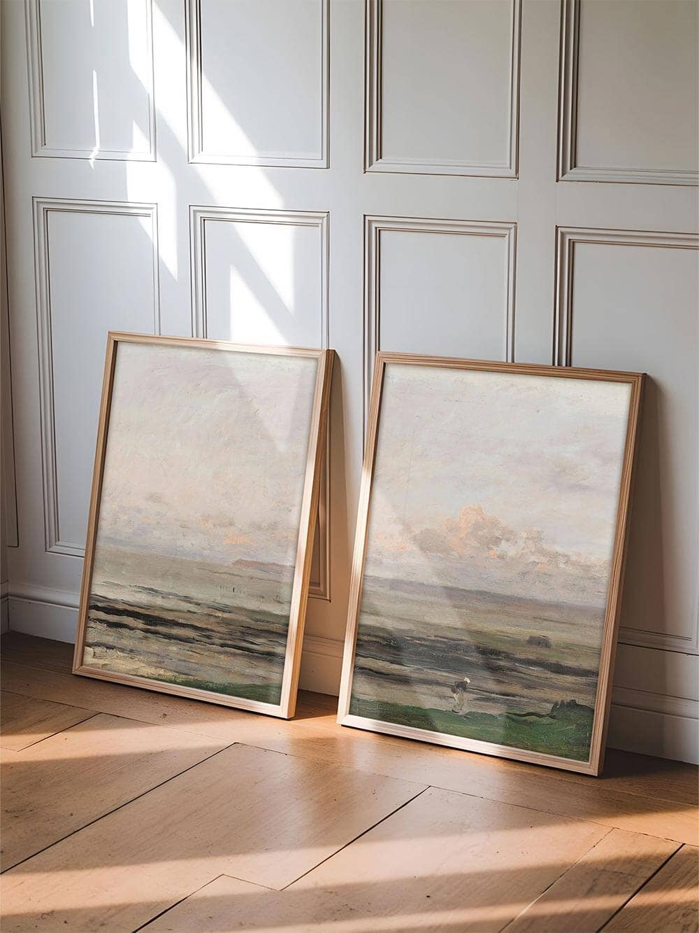 Plage à marée basse — Ensemble de deux reproductions d’art (vers 1850–1878)