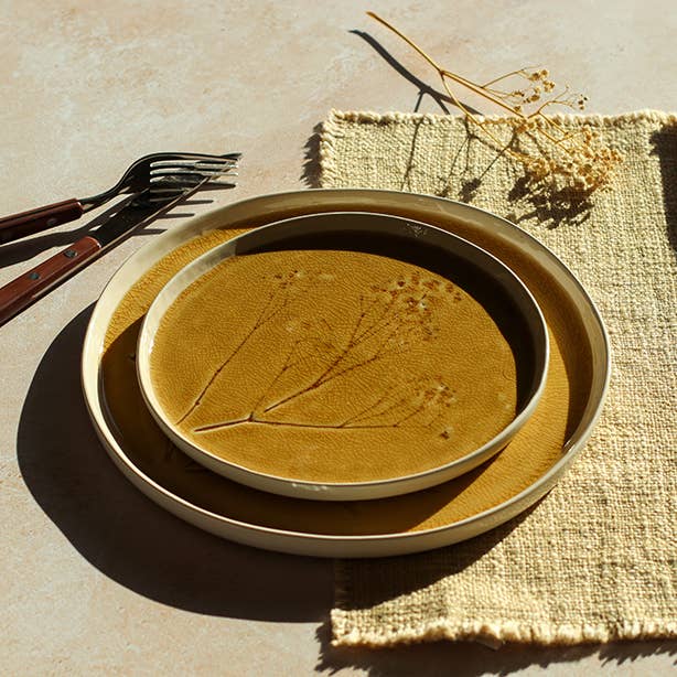 Assiette à dessert en grès Flé – 20 cm – Jaune soleil