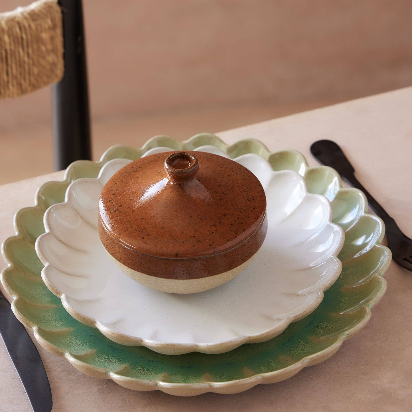 Assiette Fleur - Sable blanc 2 tailles - Madame Beaumont