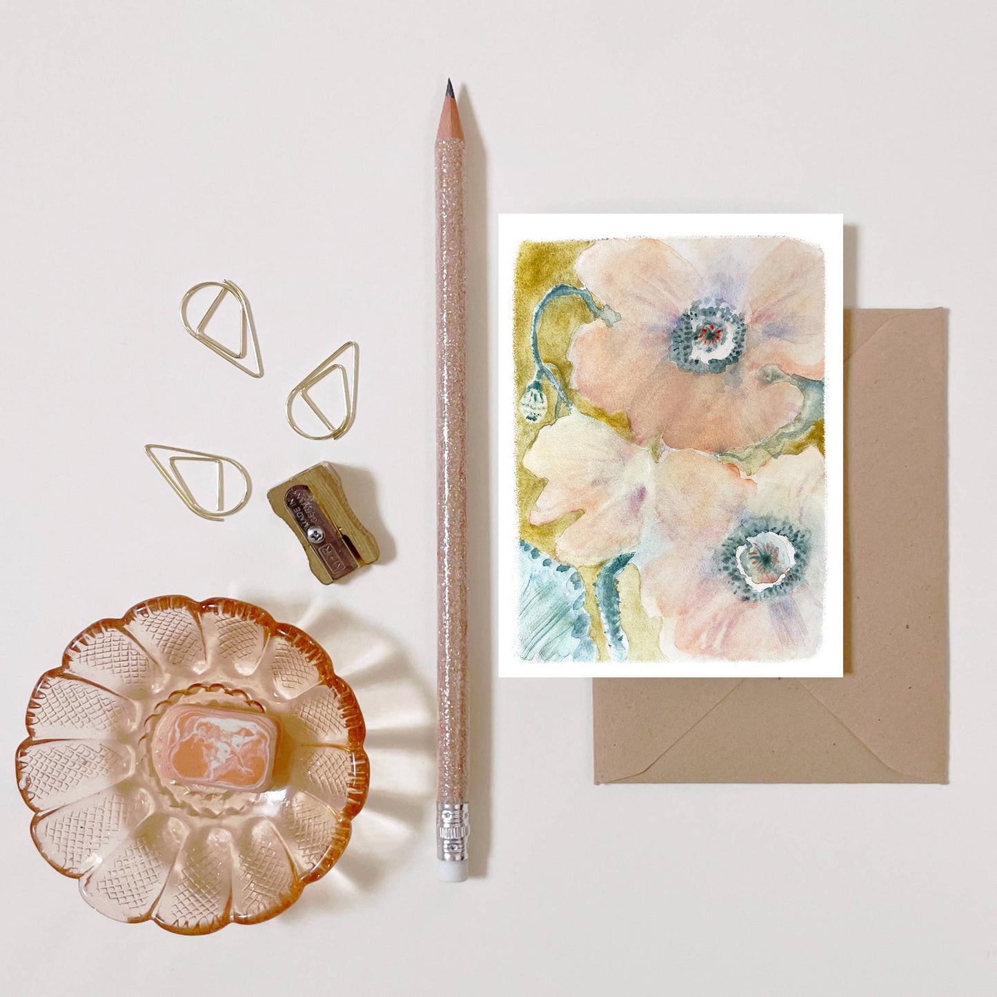 Mini carte illustrée coquelicots – papeterie florale