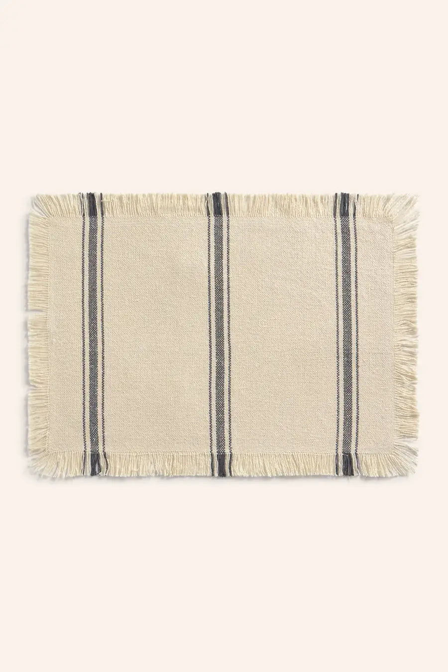 Set de Table Rayé — Coton Épais & Finition Frangée