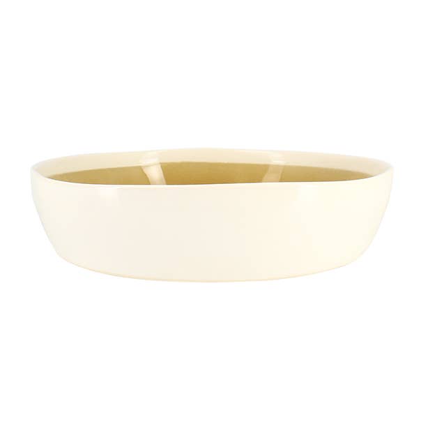 Assiette coupe 15cm jaune en grès FLÉ