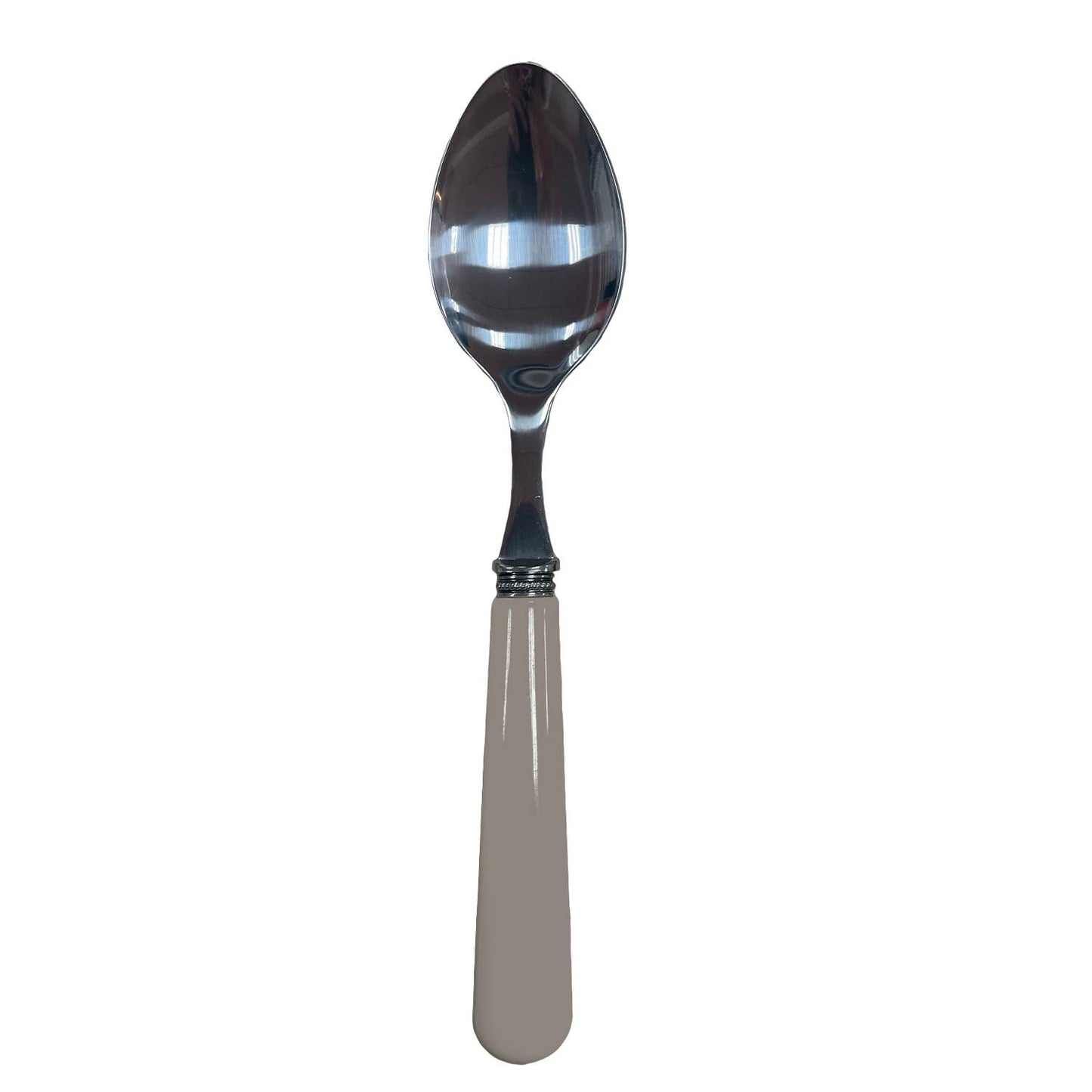 Cuillère à soupe en inox avec manche ABS, robuste, élégante et compatible lave-vaisselle, manche terre d'ombre, taupe