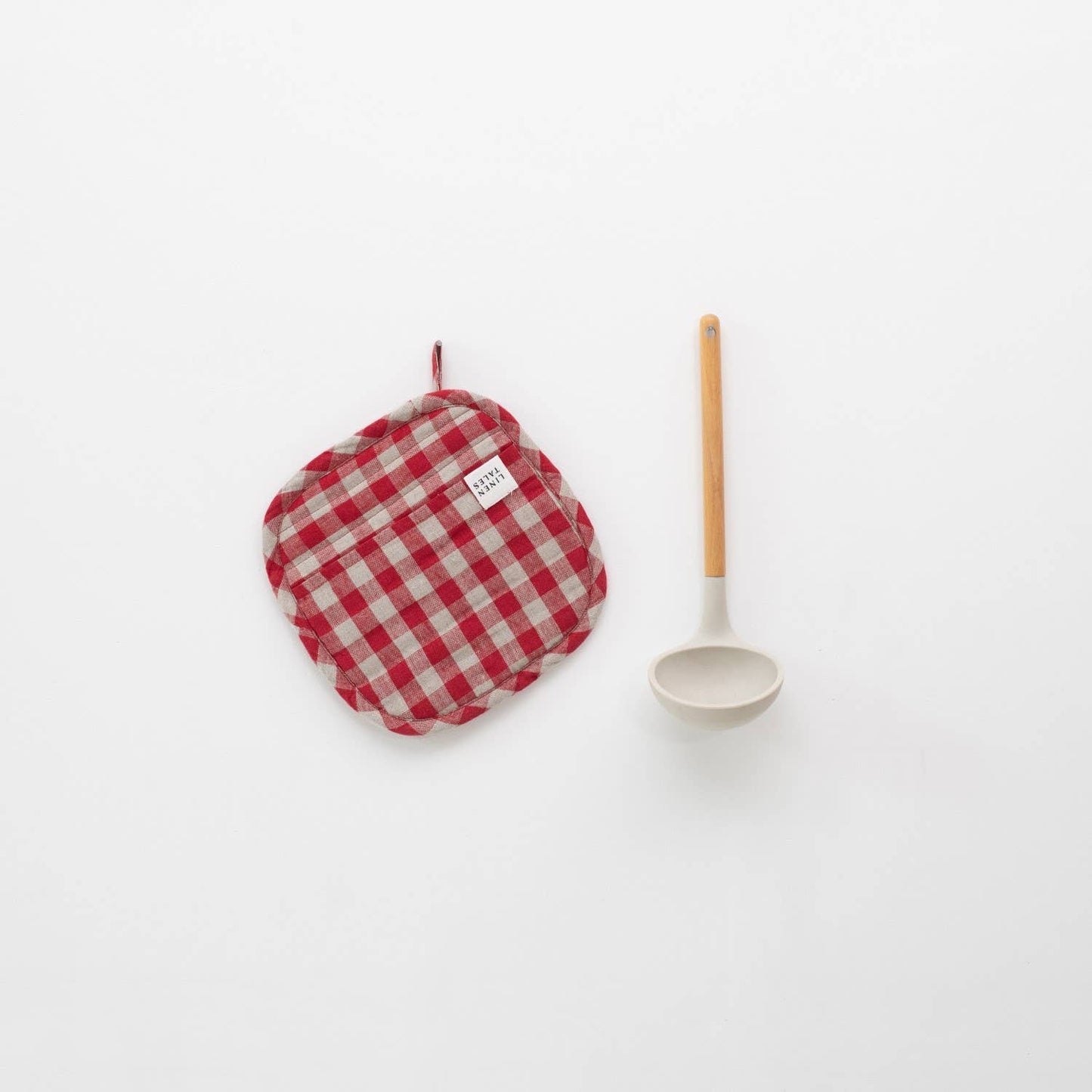 Manique en lin lavé matelassé, accessoire de cuisine résistant à la chaleur, fait main, à carreaux rouges et lin