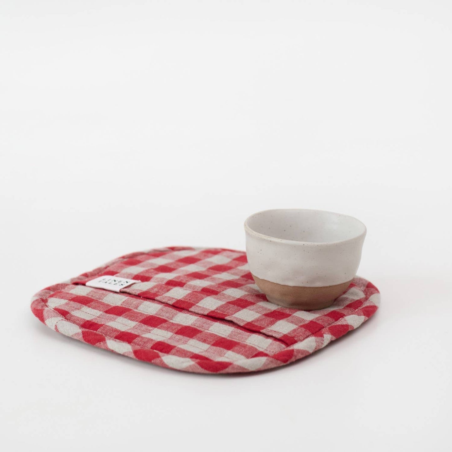 Manique en lin lavé matelassé, accessoire de cuisine résistant à la chaleur, fait main, à carreaux rouges et lin