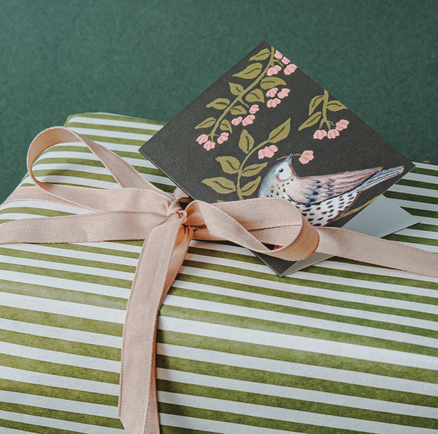 Mini carte illustrée oiseau et fleurs – papeterie nature