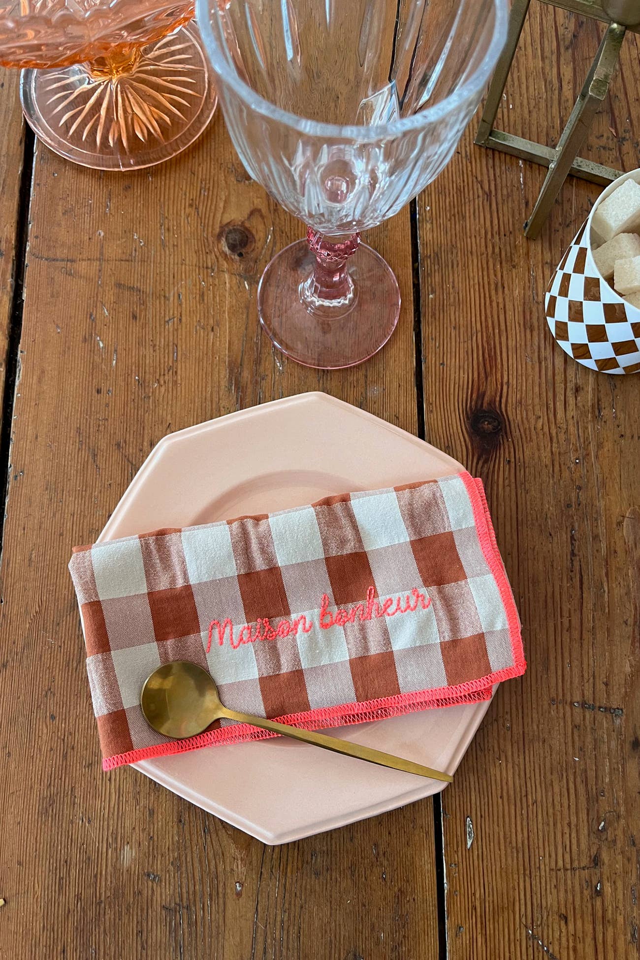Lot de 6 serviettes de table broderie MAISON BONHEUR