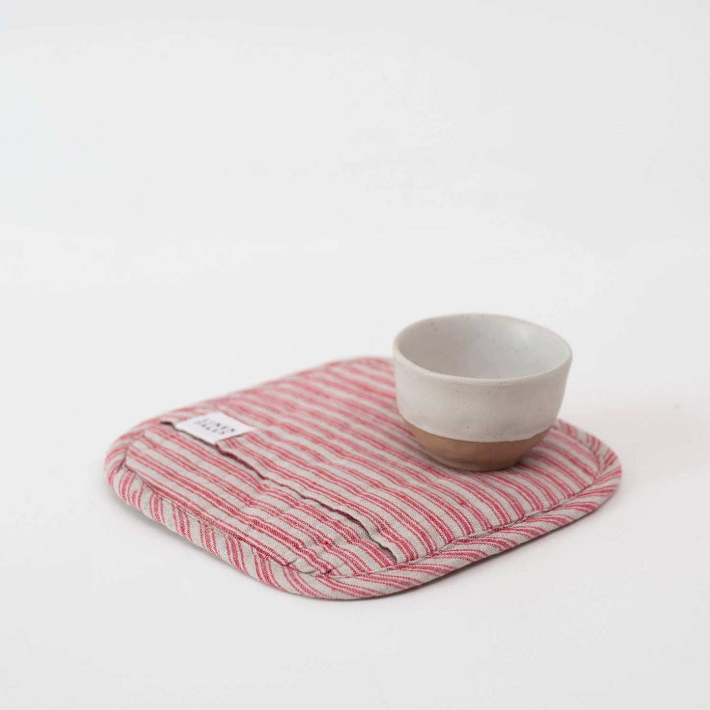 Manique et gant de cuisine assortis en lin lavé rayé rouge, ensemble élégant et protecteur pour la cuisine