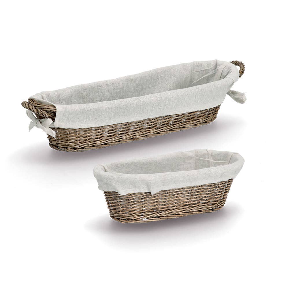 Panier à baguette avec sac, osier/toile