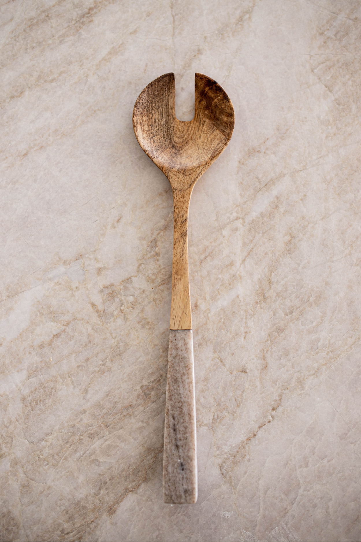 Ensemble de cuillères de service en bois de manguier et marbre