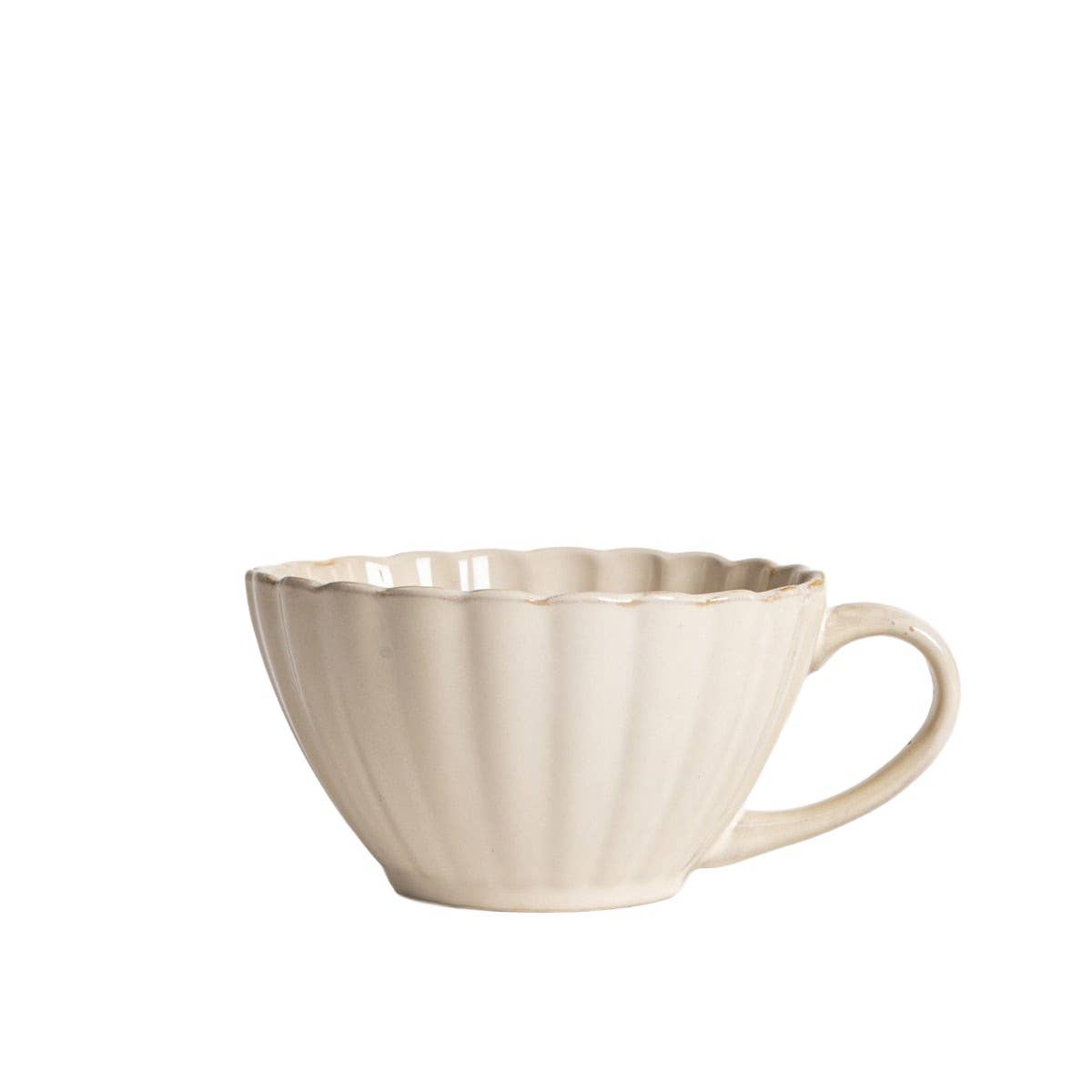 Bol avec anse cannelé, crème | 0,3 l