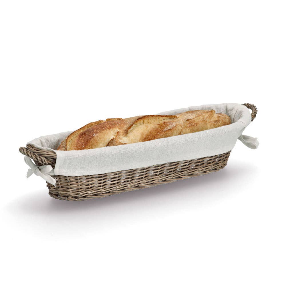 Panier à baguette avec sac, osier/toile