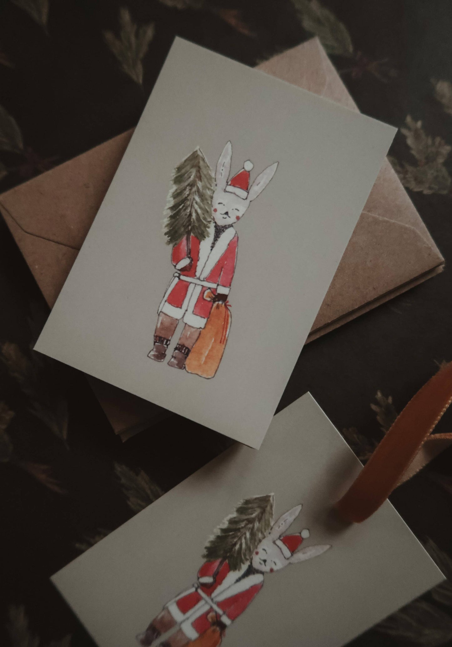 Mini Carte – Lièvre d’Hiver (7×10 cm) - Madame Beaumont