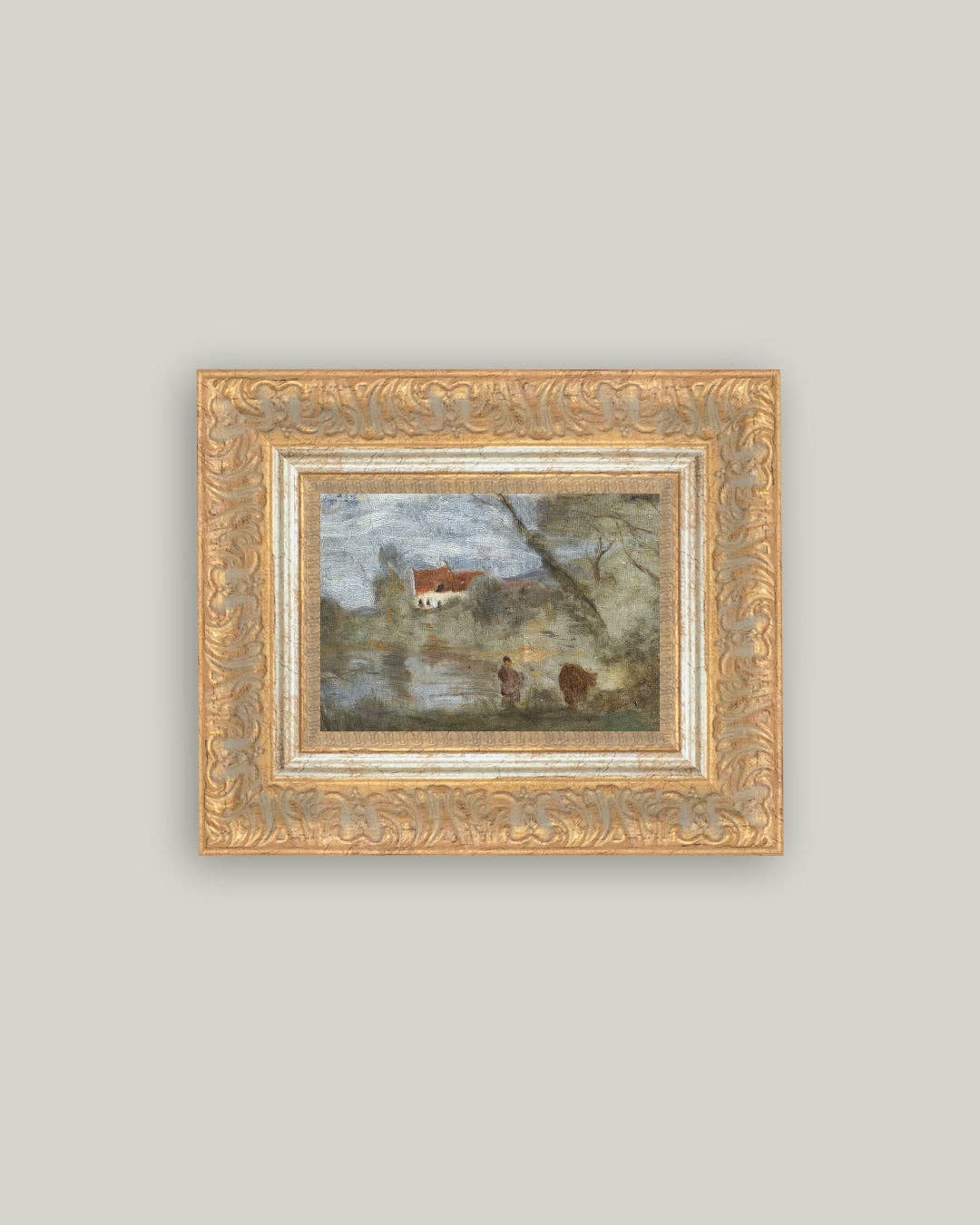 Paysage au bord de l’eau — Jean-Baptiste Corot (Toile encadrée)