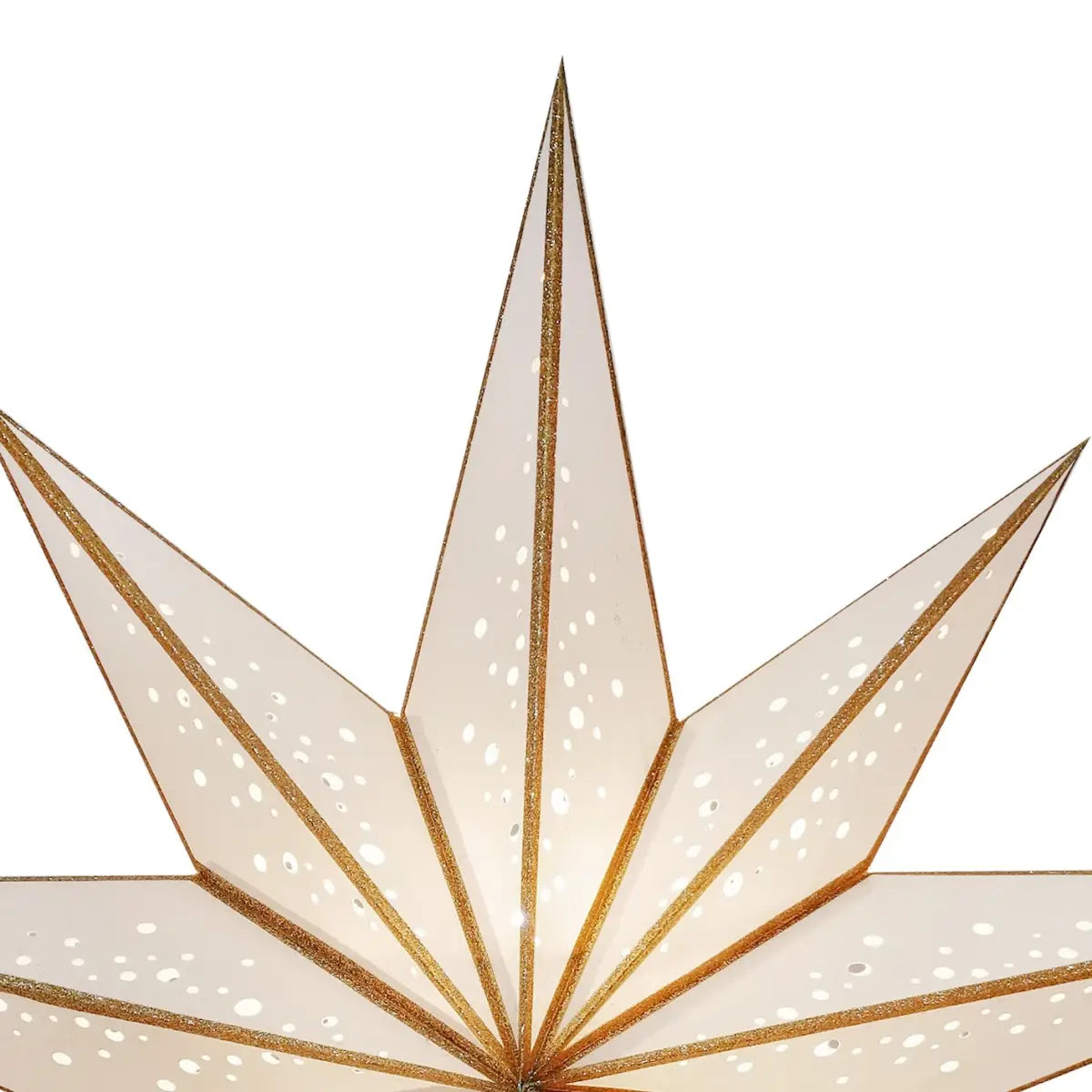Étoile lumineuse blanche avec paillettes dorées Ø 60 cm