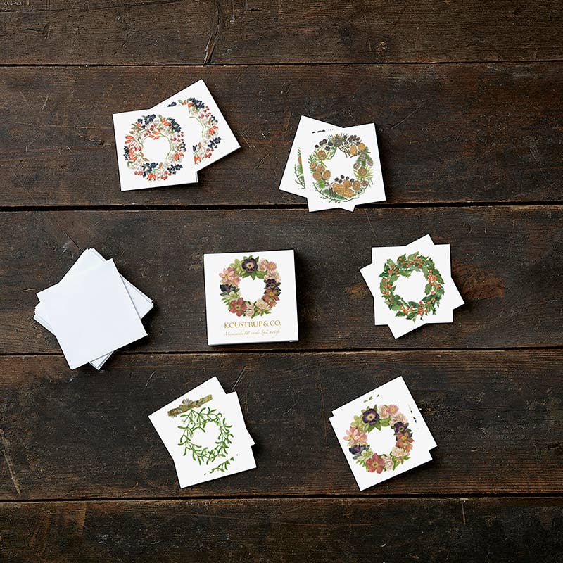Couronnes de Noël, mini-cartes carrées