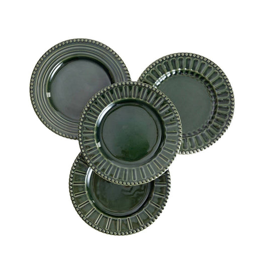 Lot de 4 assiettes à dessert en grès vert – 21,5 cm