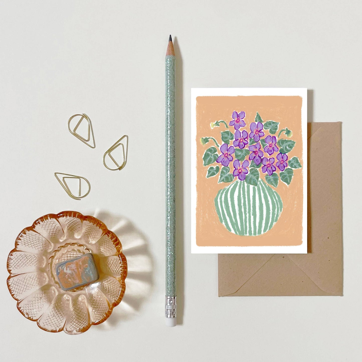 Mini carte de vœux - Violettes de mars
