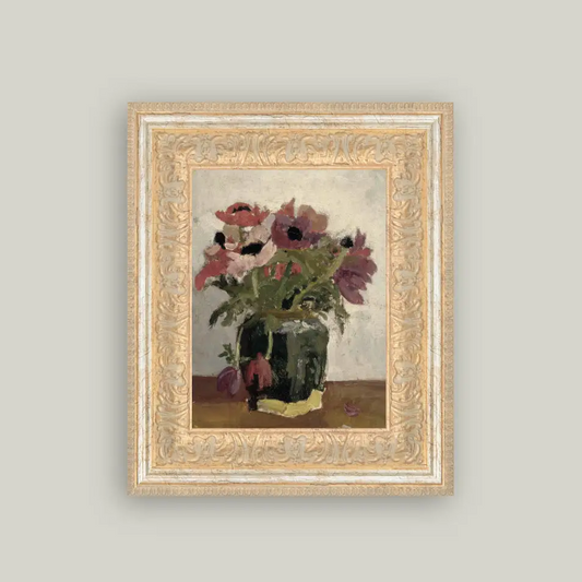 Art ancien encadré floral mauve