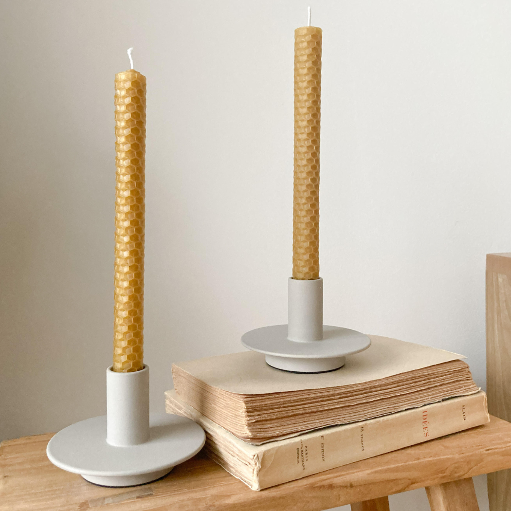 Bougies Claudie en cire d’abeille française – lot de 2