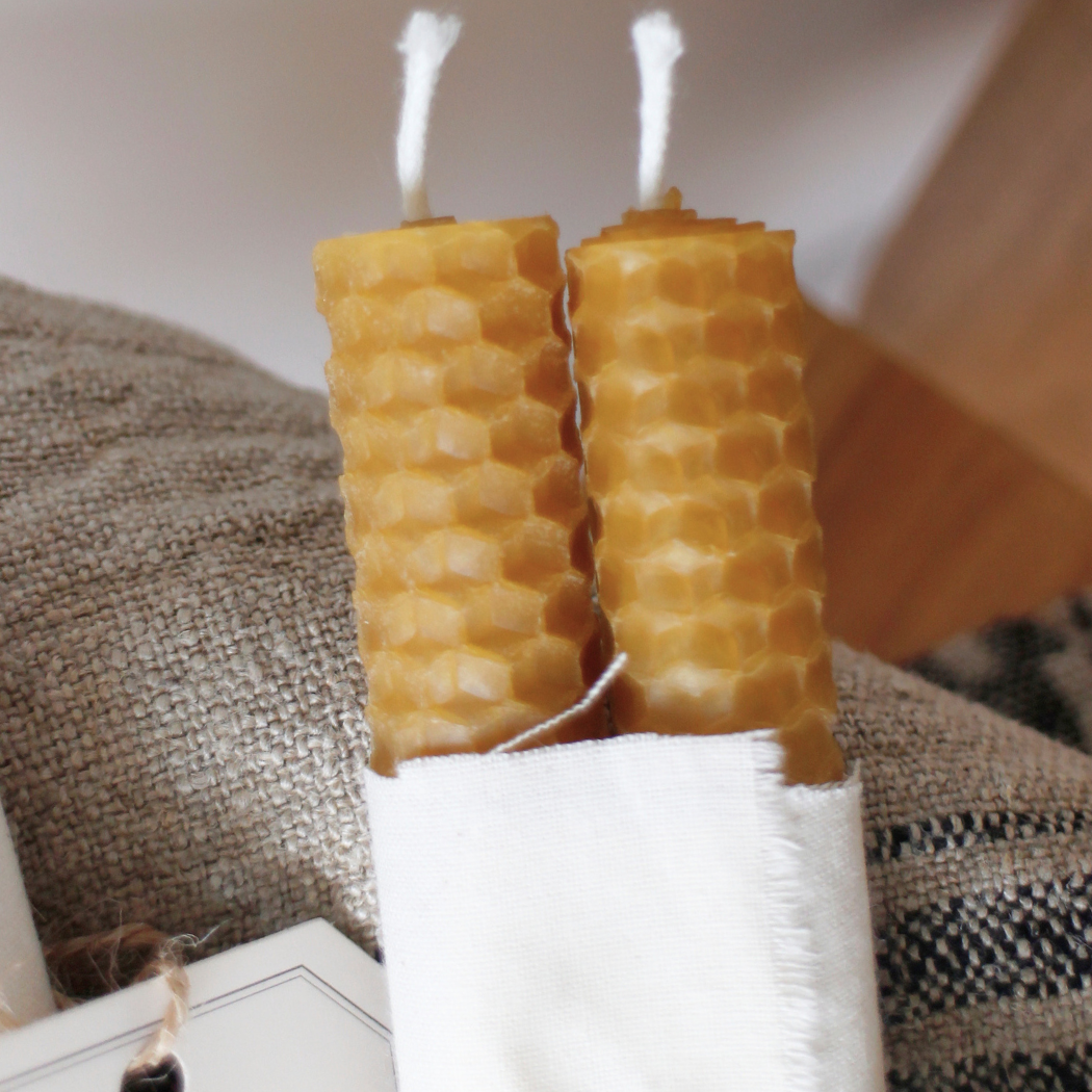 Bougies Claudie en cire d’abeille française – lot de 2