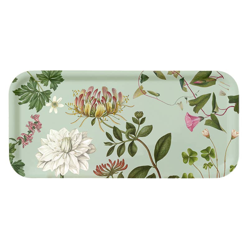 Plateau Flora Danica botanique en bouleau | 32 × 15 cm