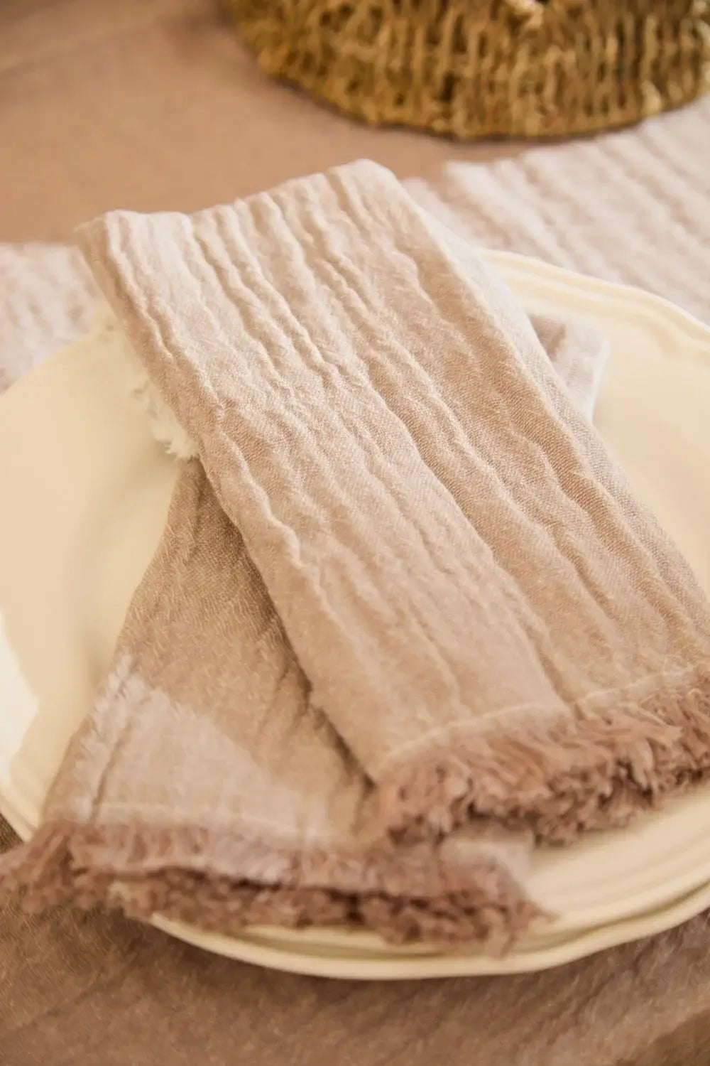 Lot de 2 Serviettes — Mousseline de Coton, lin clair