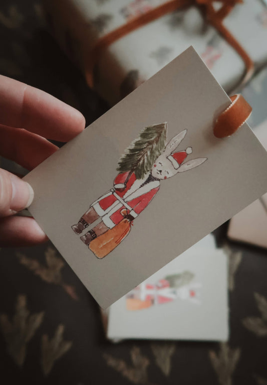 Mini Carte – Lièvre d’Hiver (7×10 cm) - Madame Beaumont