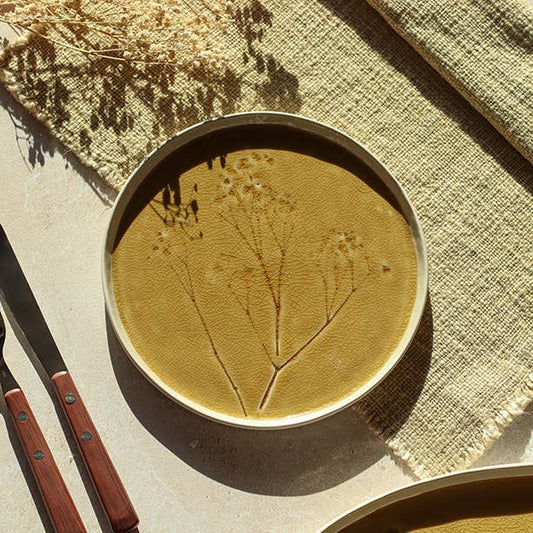 Assiette à dessert en grès Flé – 20 cm – Jaune soleil
