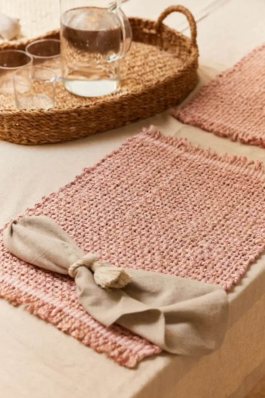 Set de table en jute rose
