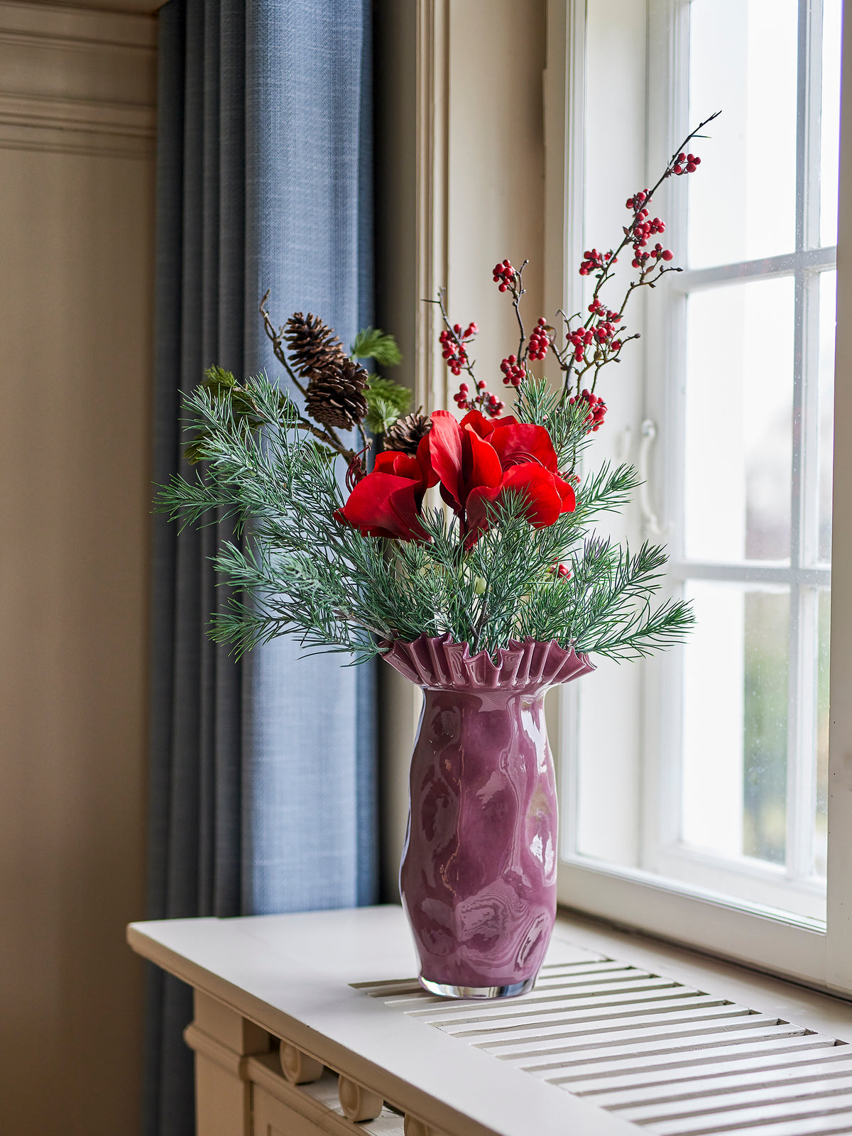 Vase Sima en verre soufflé à bord ondulé