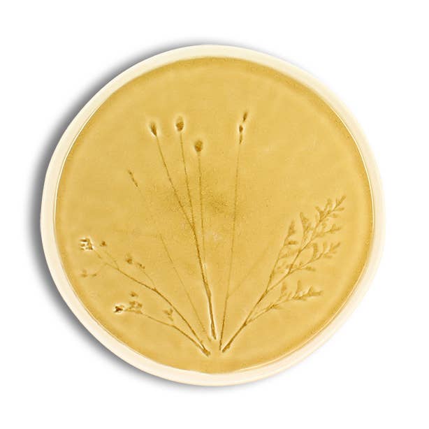 Assiette plate 26cm jaune en grès FLÉ
