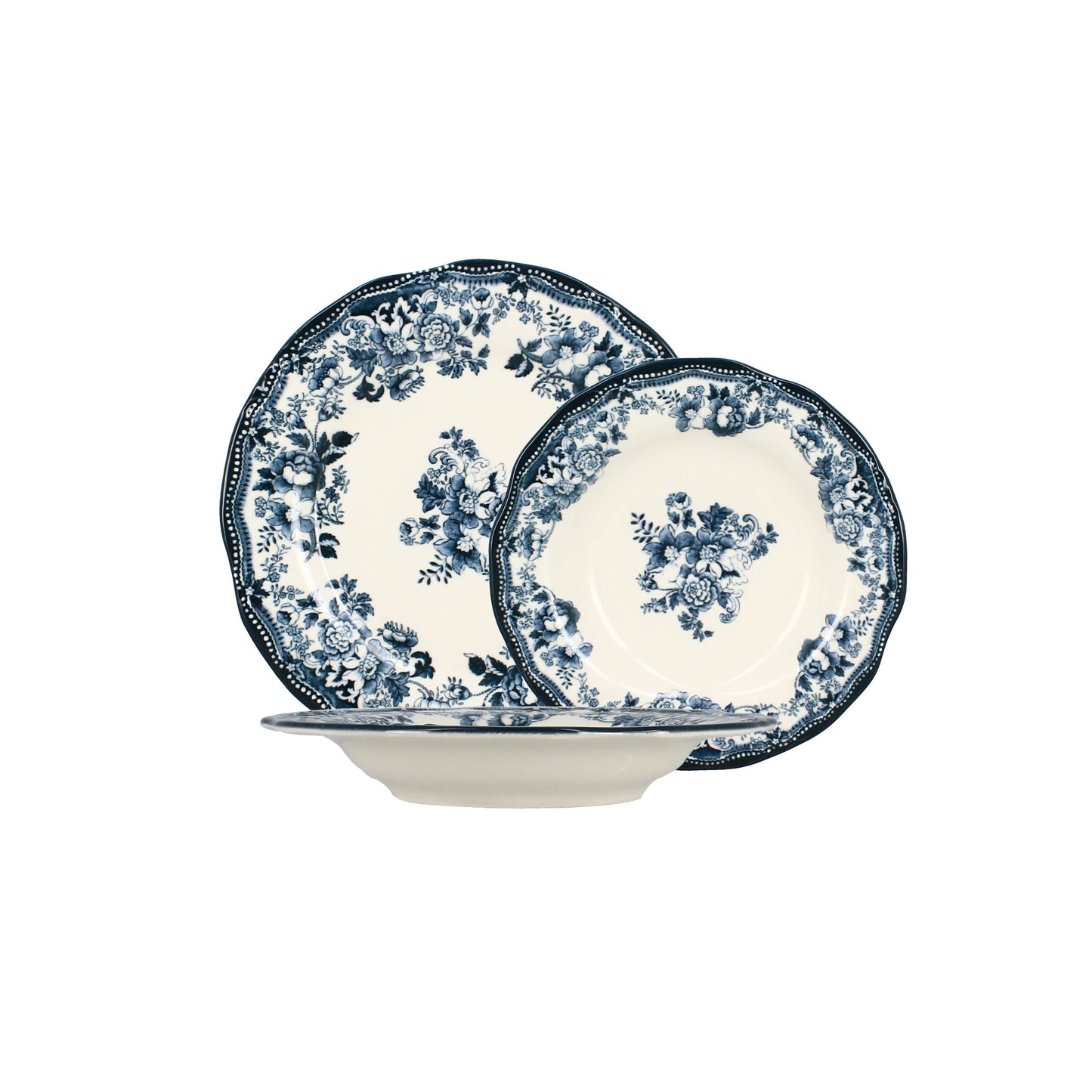 Assiette plate Faustine 26cm en porcelaine bleue