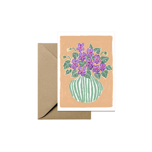 Mini carte de vœux - Violettes de mars