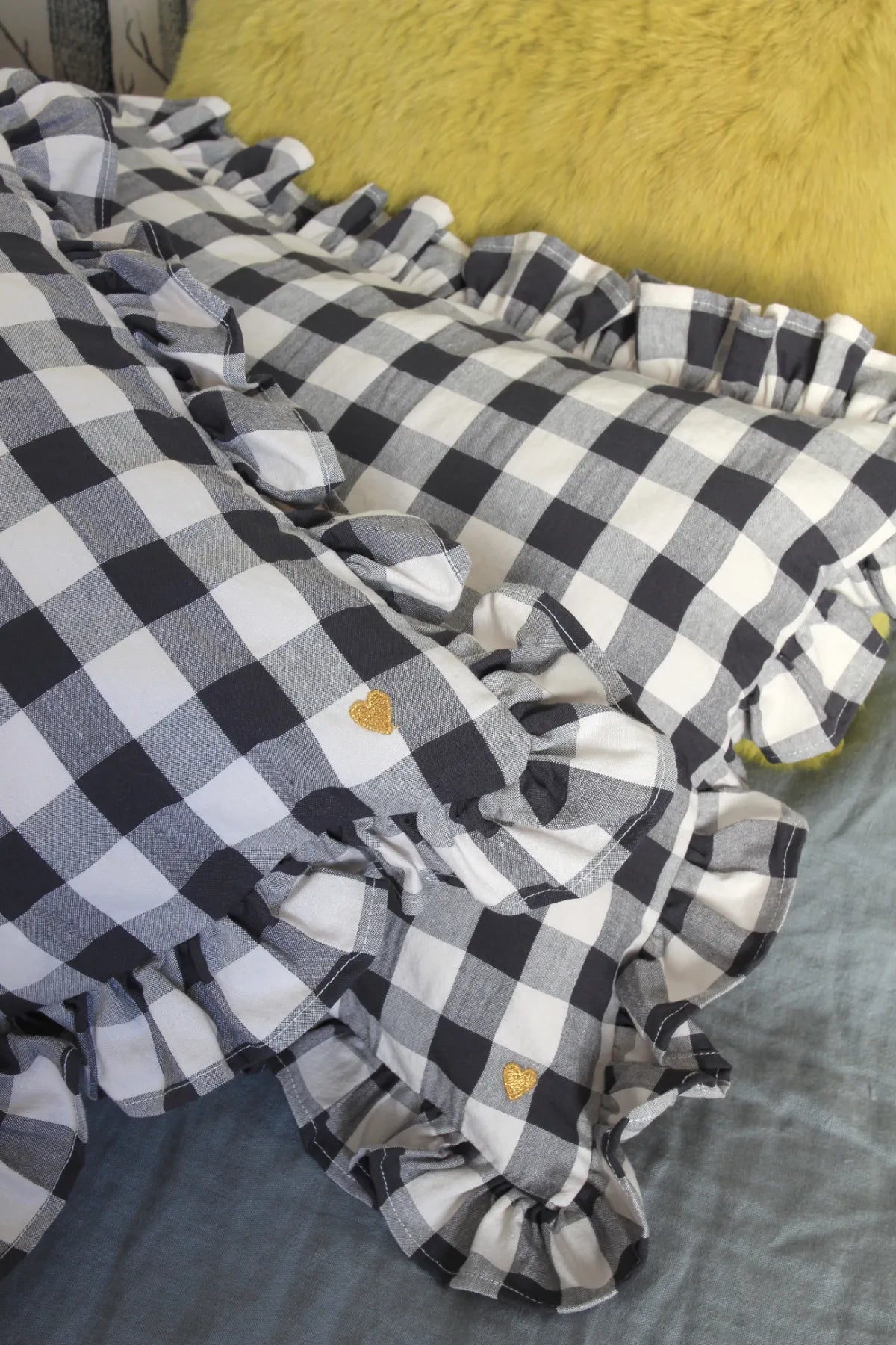 Coussin vichy cœur – 4 coloris