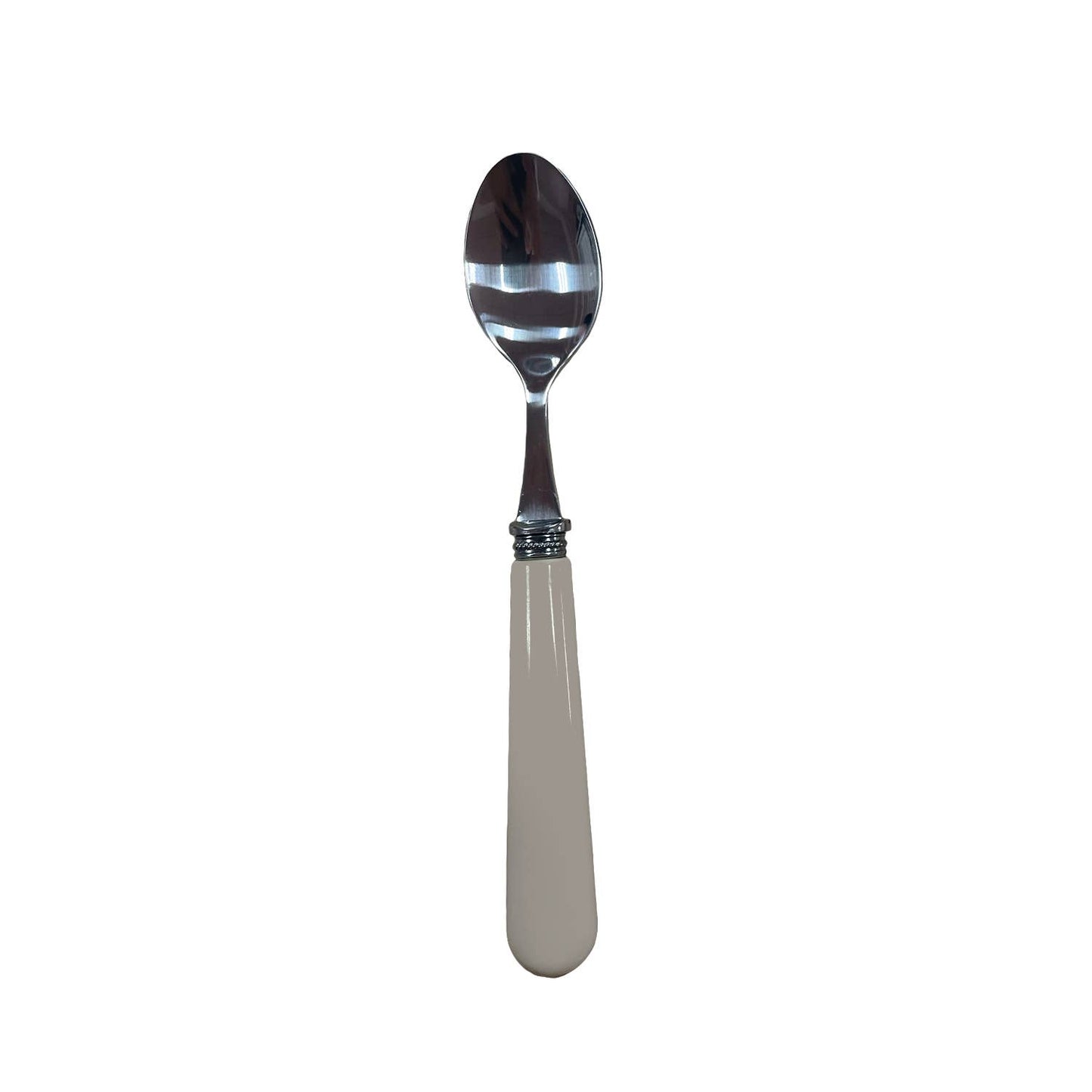 Cuillère en inox avec manche ABS, design intemporel, élégante et compatible lave-vaisselle, manche couleur terre d'ombre, taupe