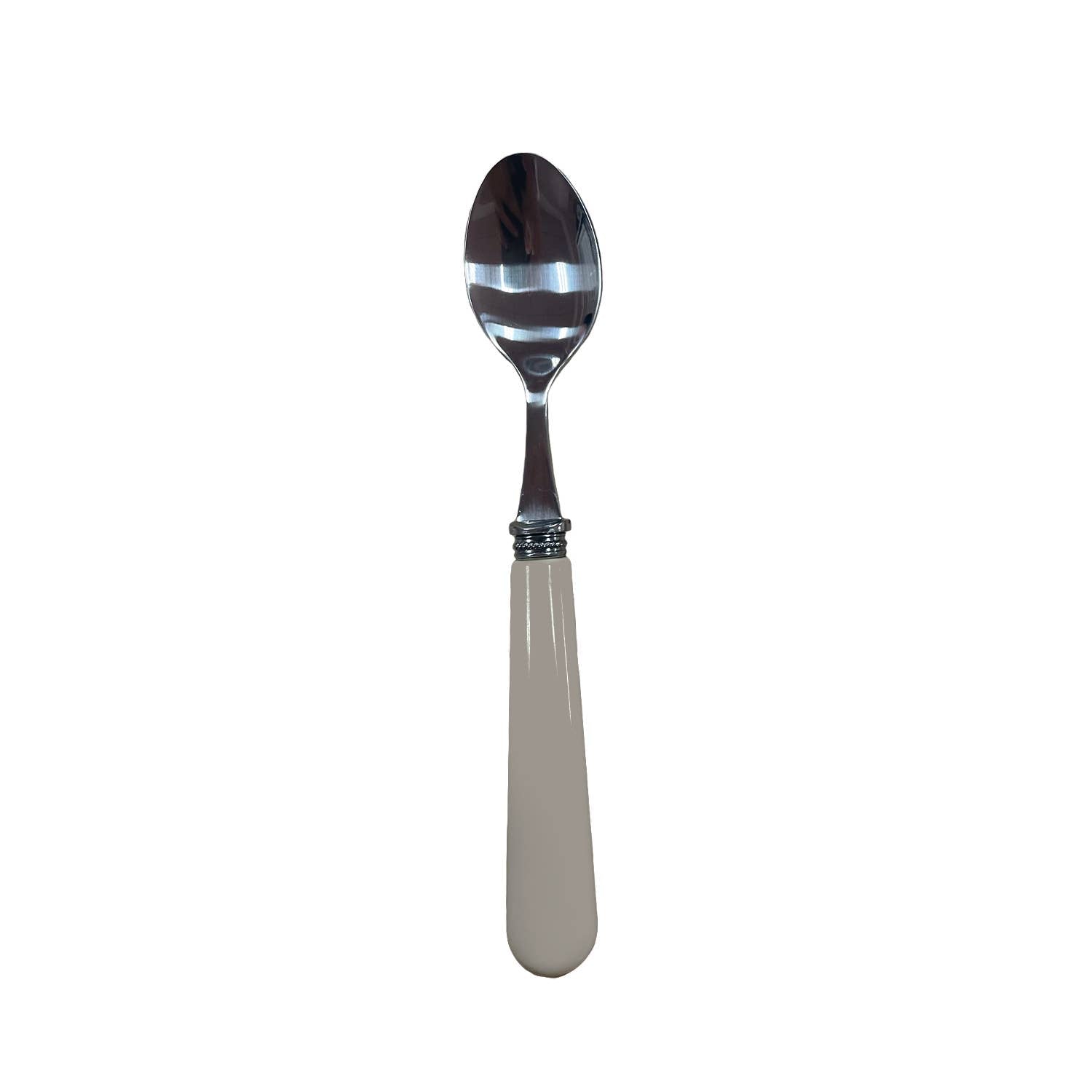 Cuillère en inox avec manche ABS, design intemporel, élégante et compatible lave-vaisselle, manche couleur terre d'ombre, taupe