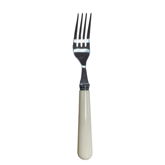 Fourchette en inox avec manche ABS, design intemporel, élégante et compatible lave-vaisselle, manche couleur ivoire