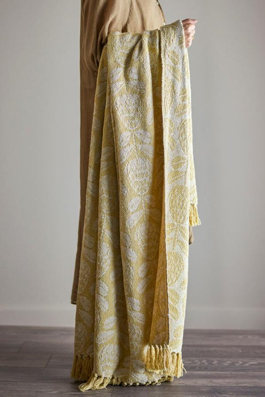 Plaid Pratello, jaune, en coton