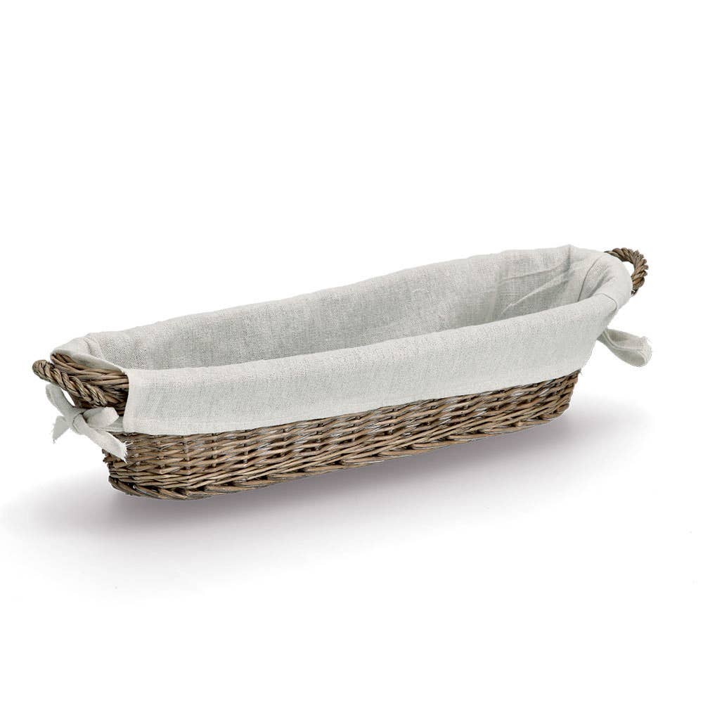 Panier à baguette avec sac, osier/toile