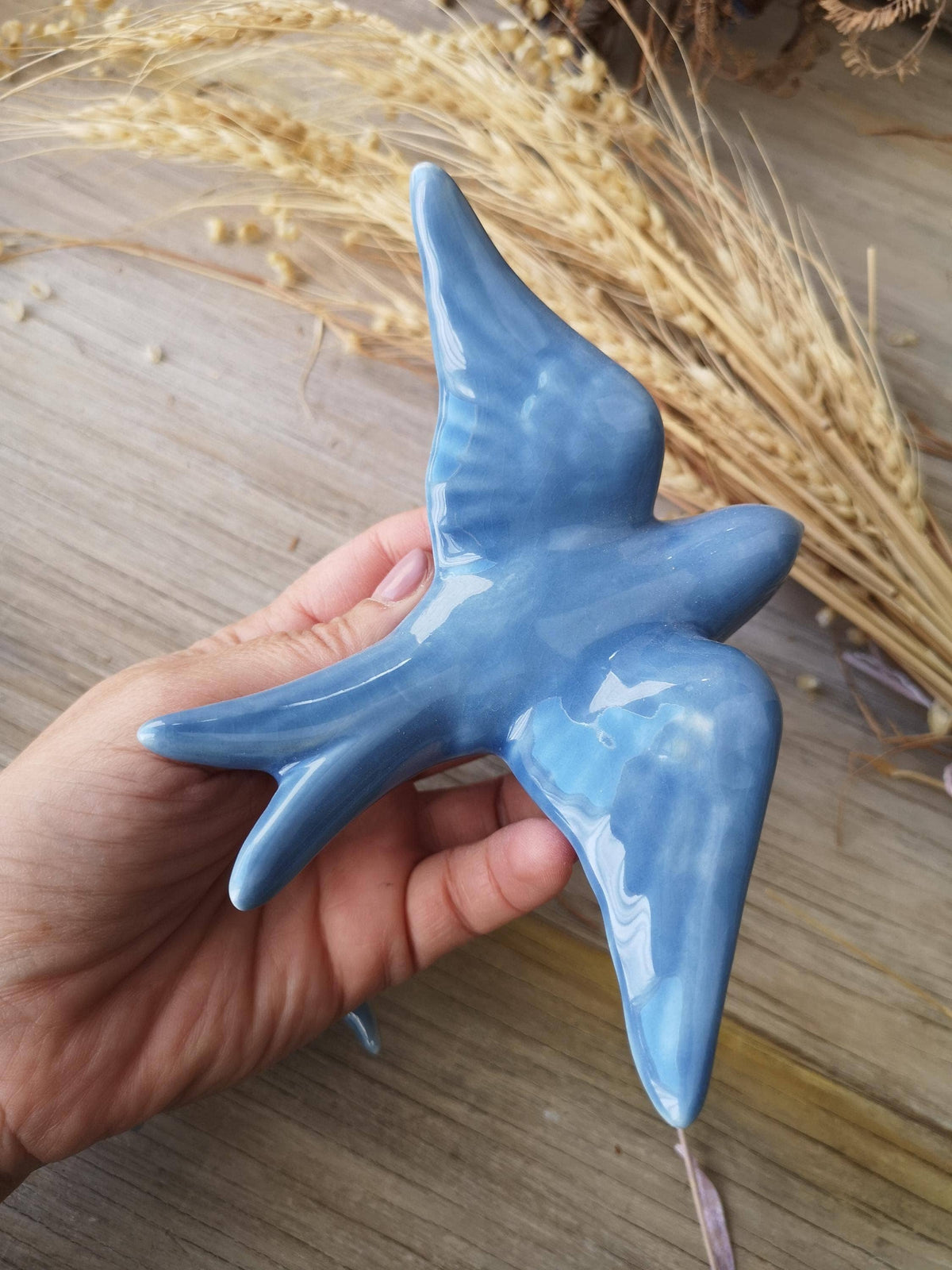 Lot de 4 hirondelles bleues en céramique portugaise