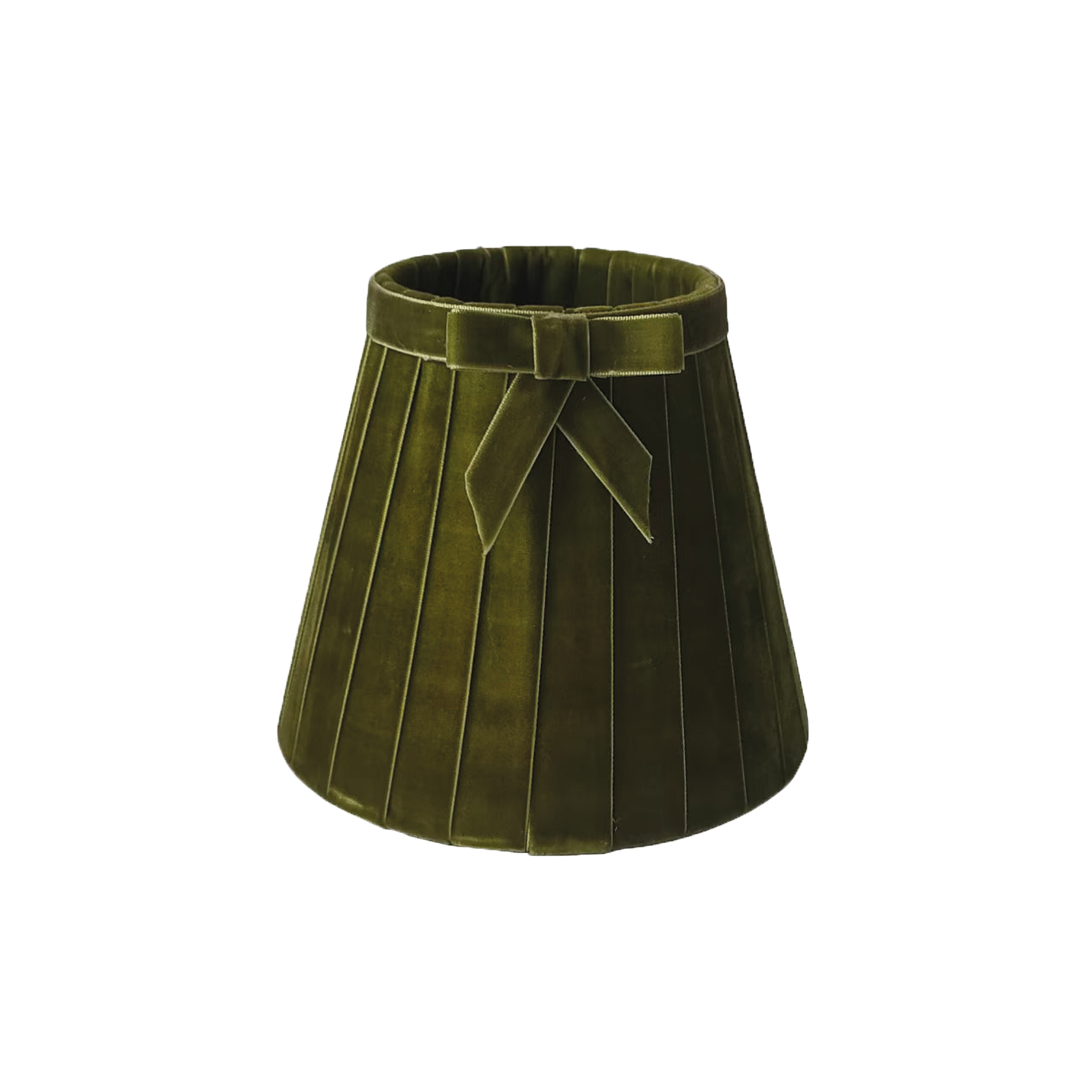 Petit abat-jour en velours vert anglais avec ruban et nœud, style rétro chic, compatible douille E27, Madame Beaumont.