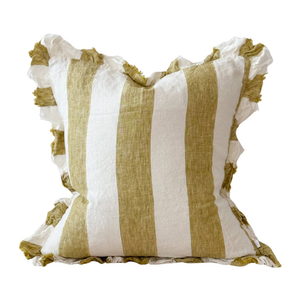Housse de coussin en lin olive clair | 45 × 45 cm