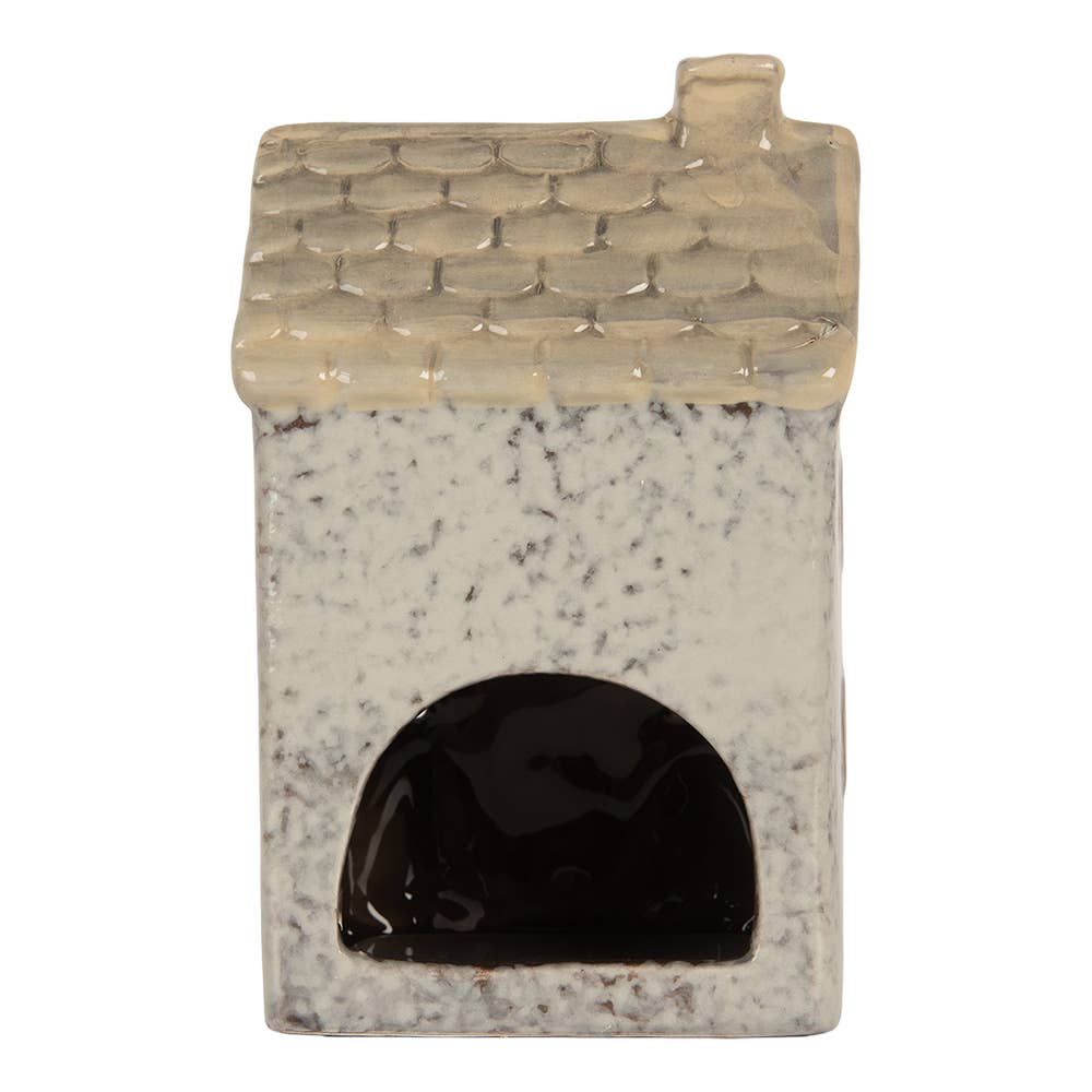 Photophore Maison en céramique grise – 15 cm