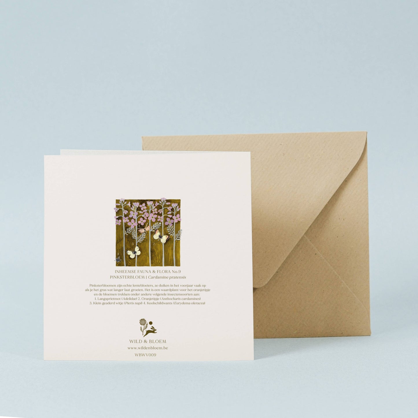 Carte botanique fleurs & papillons – grand format carré