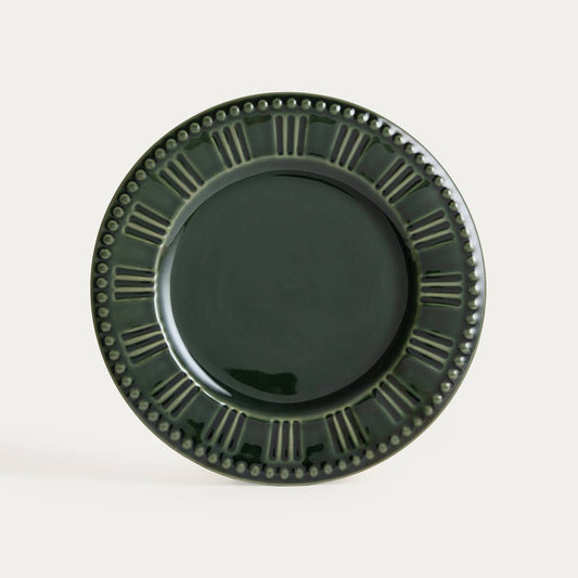 Assiette plate en grès vert – 27 cm