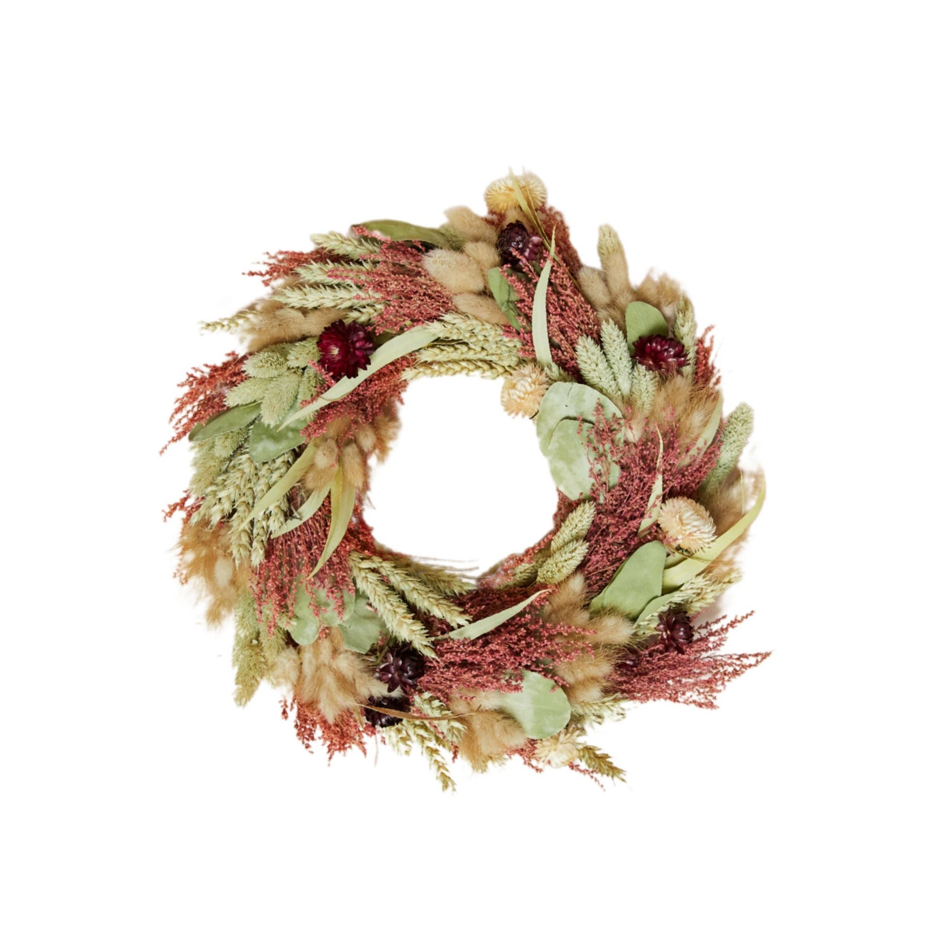 Couronne de fleurs séchées petit modèle 25 cm, pièce artisanale naturelle, déco murale ou porte, fait main
