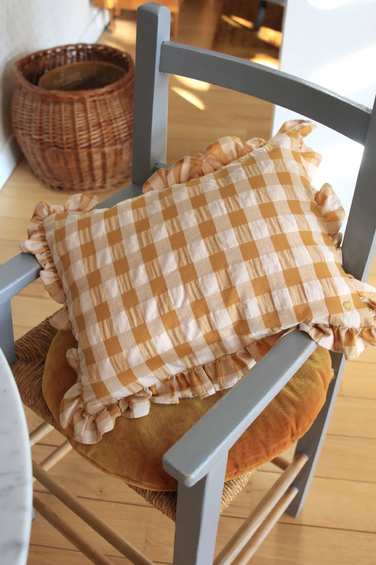 Coussin vichy cœur – 4 coloris